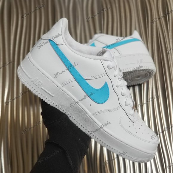 Custom Nike Air Force 1 Custom White Blue - Picture 3 of 3